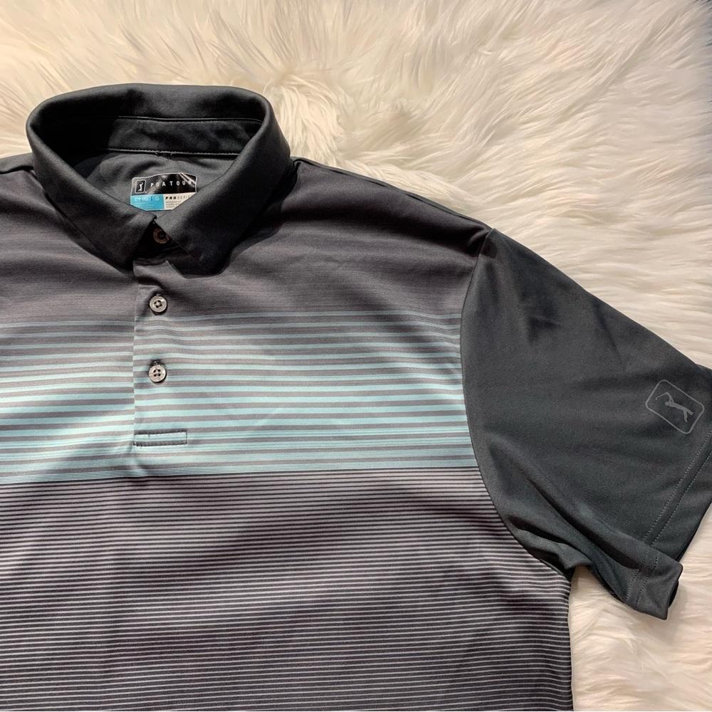PGA TOUR APPAREL Ombre Fade Chest Print Short Sleeve Golf Polo Shirt - Picture 6 of 14